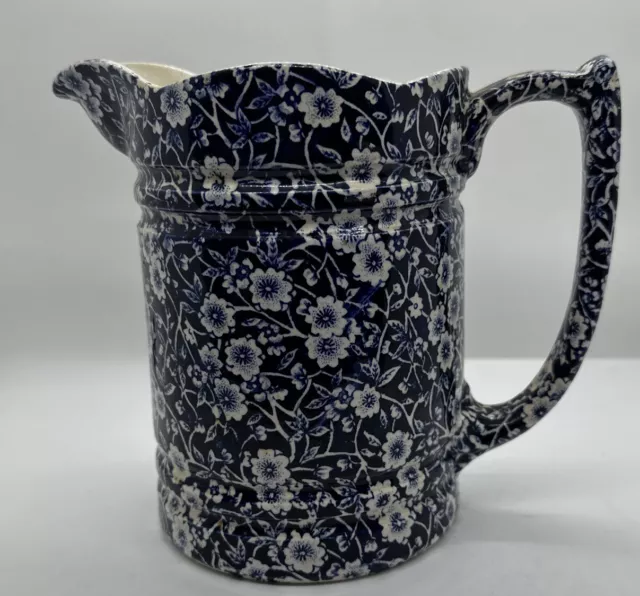 Royal Crownford Blue Calico Staffordshire England Pitcher