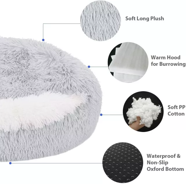 Plush Dog Cat Pet Sleeping Bed Anti-Slip Kennel Puppy Cave Warm Nest Super Soft 3