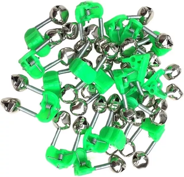 10-100pcs Plastic Fishing Rod Bells Set Bite Pole Double Clip Dual Alert Bells