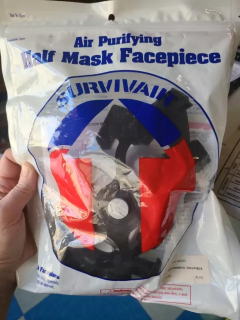 NEW Survivair Air Purifying Respirator Gray Half Mask Facepiece Medium 360038