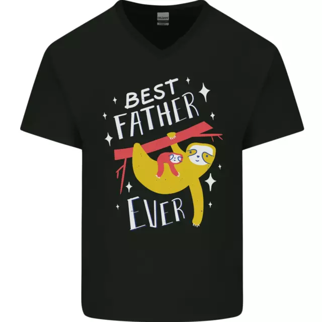 T-shirt da uomo scollo a V scollo a V Fathers Day Funny Sloth Daddy