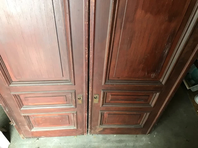 Antique Pair Large Thick Wood 36X108 Pocket Door Room Dividers Old VTG 237-23B 10