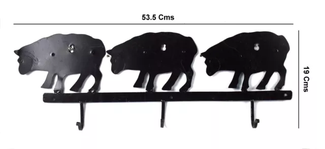 Iron Pig Figurative Wall Hook Cloth Hanger Collectible Metal Key Holder i75-188