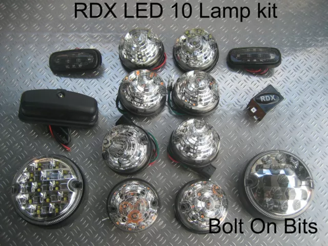 RDX LED 10 CLEAR Side Repeater Numberplate lamps Defender 1994 to 1998 300 Tdi D