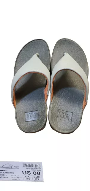 FitFlop LULU Shimmer Toe-Post Sandals Bay Green Size 8
