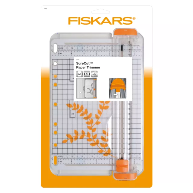 Fiskars Paper Trimmer: Portable: Surecut™: A5/22cm, Cardmaking, 80gsm, F1004637