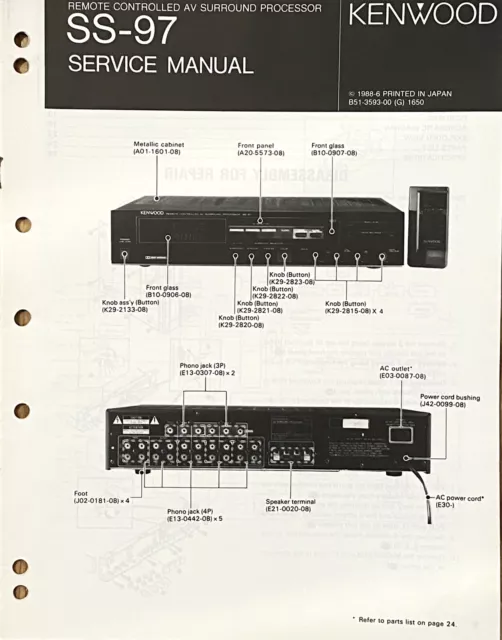 Kenwood SS-97: Remote Controlled Audio Video Surround Processor, Service Manual.