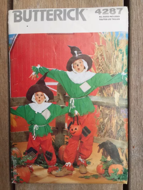 Butterick 4287 Scarecrow Costume Halloween Childrens Boys Girls Sizes 4-14