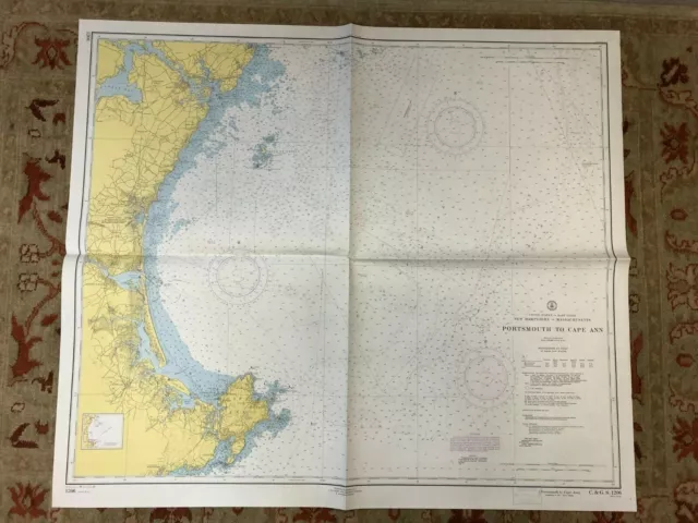 VINTAGE 1950s Nautical Chart Maine PORTSMOUTH TO CAPE ANN Sailing NOAA