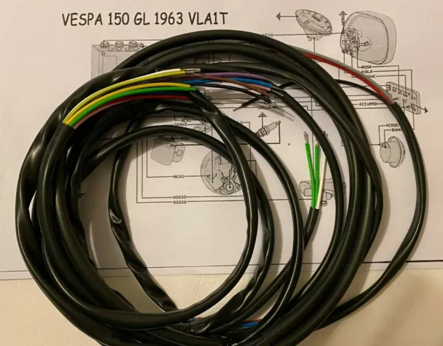 Impianto Elettrico Electrical Wiring Vespa150 Gl Vla1T Con Schema Elettrico