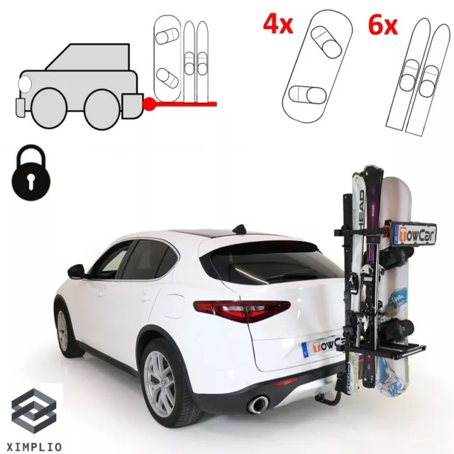 Porte-skis sur attelage - Mottez A022P avec système antivol intégré