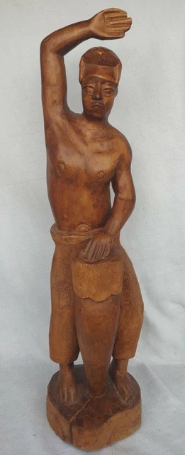 Old Vintage Carved Wooden Native Tribal Art Ethnic Drummer Wood Carving Statue