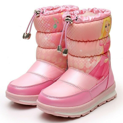 Disney Princess Kids Girls mid-tube Wool Tthick Warm Waterproof Wool Snow Boots