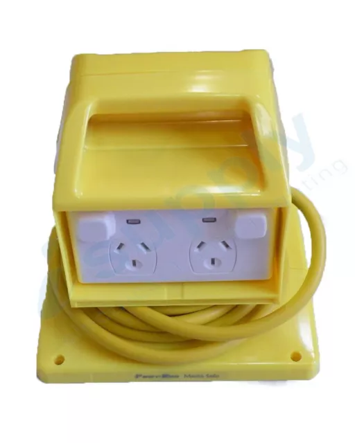 15 amp Portable Power Outlet Power Point Socket RCBO Protected Yellow 2