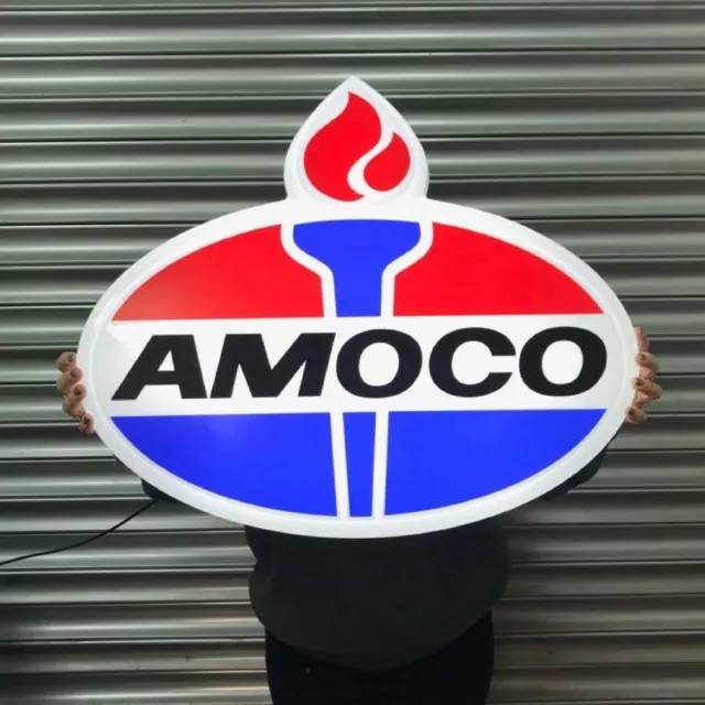 Amoco 3D Geprägt LED Wandschild Benzin- Licht Verpackung Garage Gas & Öl Werbe