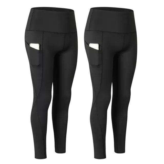 2pcs pantalons de yoga pour femmes avec poches à séchage rapide taille H7W0