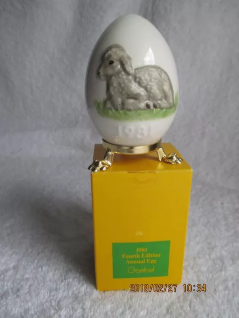 Vintage Annual 1981 Goebel Fine Porcelain Easter Lamb Egg 2.75"H W. Germany New