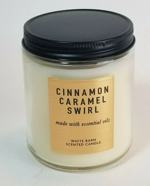 BATH & BODY Works White Barn CINNAMON CARAMEL SWIRL Candle 7 oz Jar £17