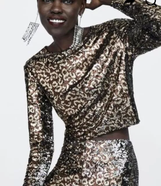 Sequin animal print top deals