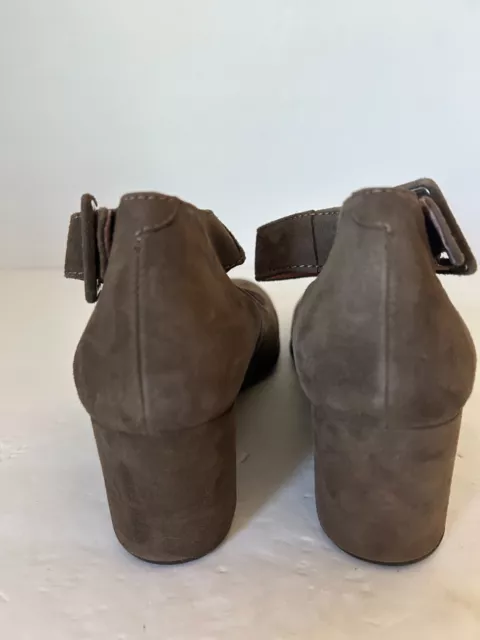 ANDRE ASSOUS WOMENS Brown Suede Wedge Heels Sz 7.5 Ankle Strap Made in ...