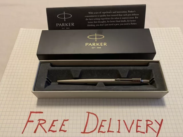 Parker Jotter Promotional Ballpoint Stainless Steel & Chrome Trim FREE DELIVERY