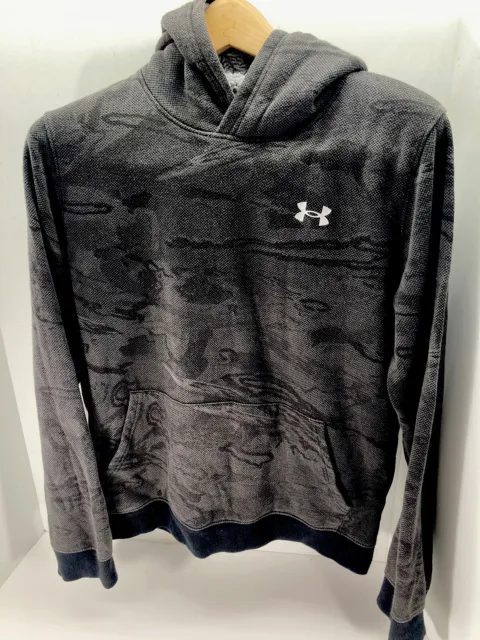 Under Armour Sweatshirt Youth Boys Size XL Camo Black Hoodie Pullover Camouflage