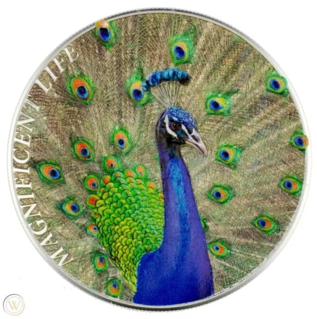 2015 Cook Islands Magnificent Life Peacock 1oz box/coa +bonus 2009 Seadragon COA