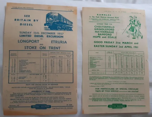 2 rare and original British Railways Handbills for 1957 and 1961.