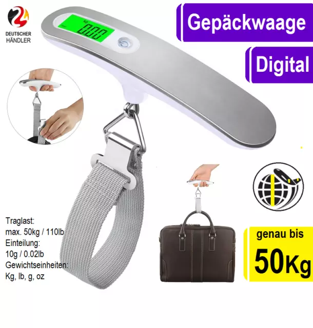 Gepäckwaage Digitale Kofferwaage Handwaage Hängewaage Reise Waage 10g-50kg lb oz