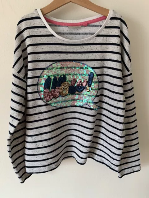 Girls Next Age 11 Stripped Wow Long Sleeve Top Jumper