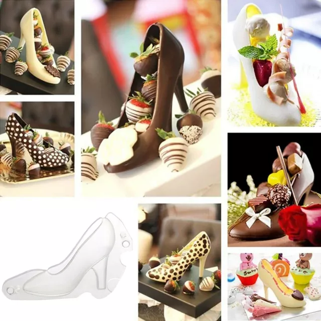 Plastic Clear High Heel Shoe Chocolate Mould DIY Cake 3D Candy Molding Make.Tool