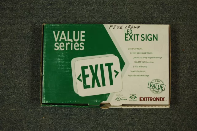 Exitronix Led Exit Sign Vex/U/Bp/Wb/Wh Vexubpwbwh