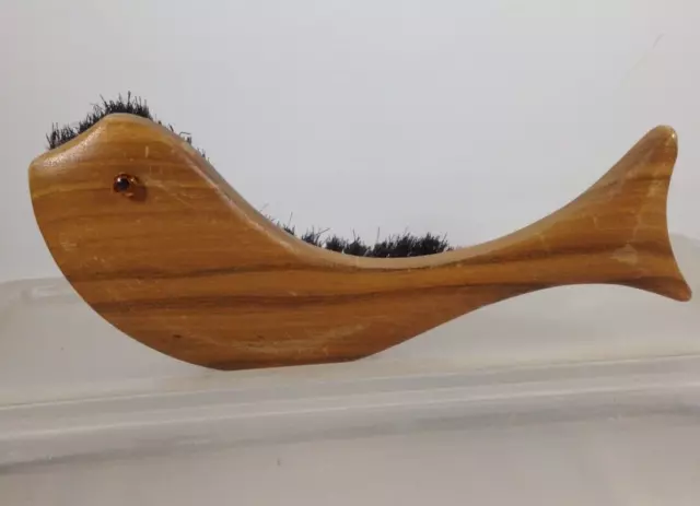Unique Vintage Shoe Brush Wooden Whale Shape