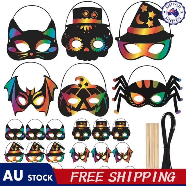 24pcs DIY Scratch Mask Party Flavor Halloween Party Cosplay Mask (Style tow)