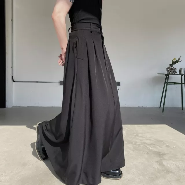 Japanese Men's Street style Loose Wide Leg Pants Gothic skirt Trousers Casual