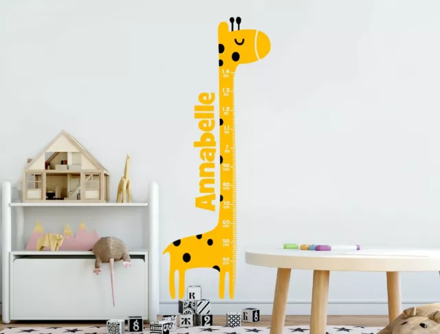 Personalised Giraffe Height Chart Wall Sticker | Kids Growth Chart Decal