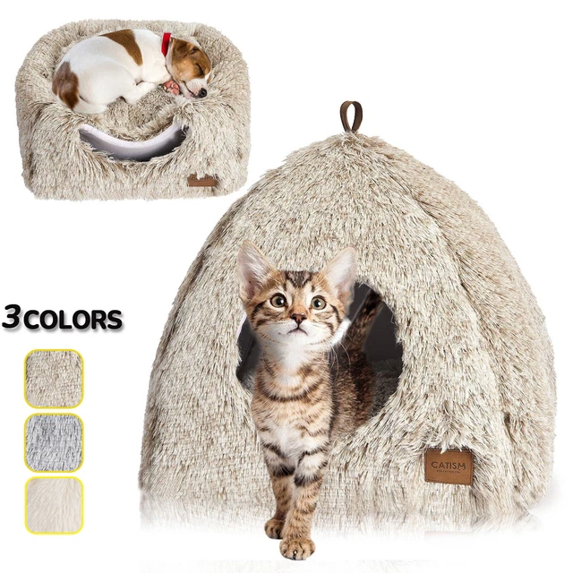 CATISM Small Pet Bed Cat Bed Dog Bed Cave House Soft Plush Machine Washable US