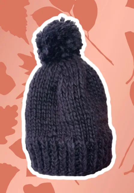 Cappello adulto in misto lana con pon pon fatto a mano. Berretto Cuffia Neve 3