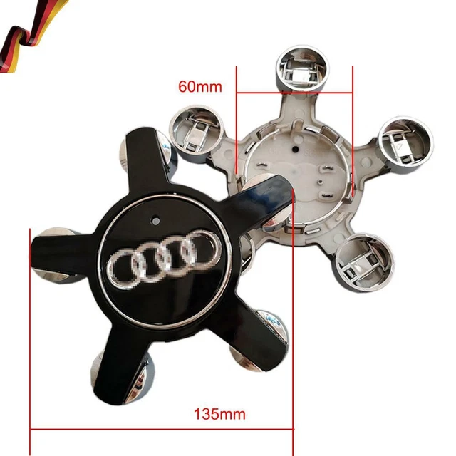 4x 135mm Nabendeckel Felgendeckel Nabenkappen Schwarz Für AUDI A4 A6 4F0601165N