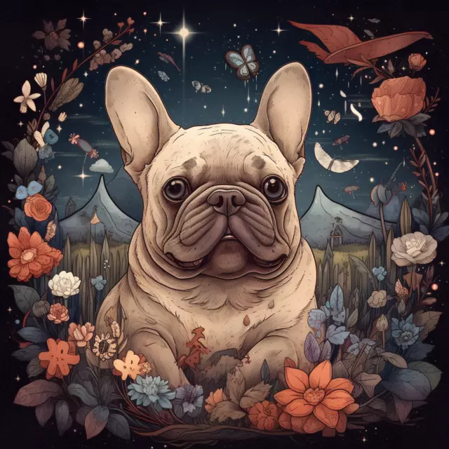 5D Diamond Painting Night Sky French Bulldog Kit