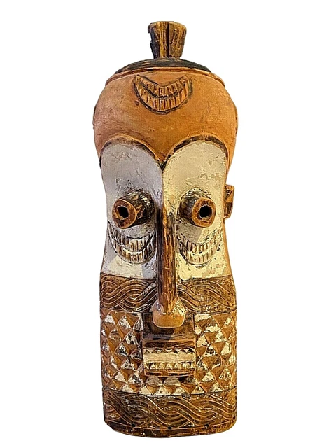 Primitive Old Congolese DRC Bembe Casque Mask Fizi Congo  20" H