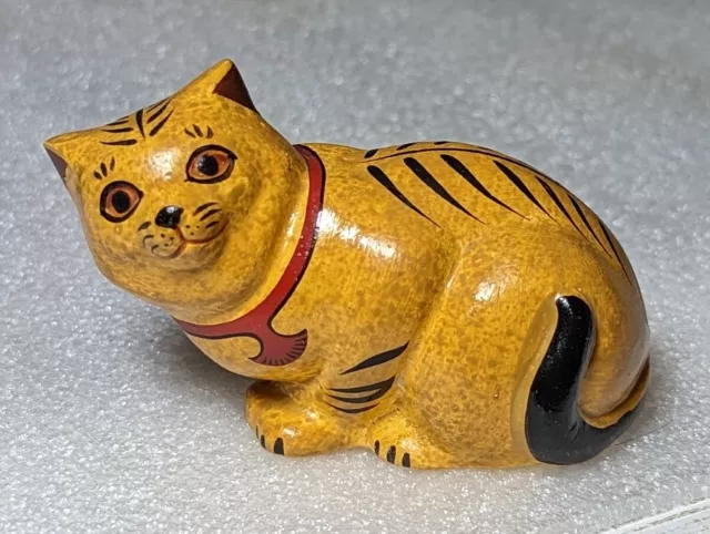 Vtg 1986 Chalkware Kitty Cat  Franklin Mint Curio Cabinet Collection Figurine