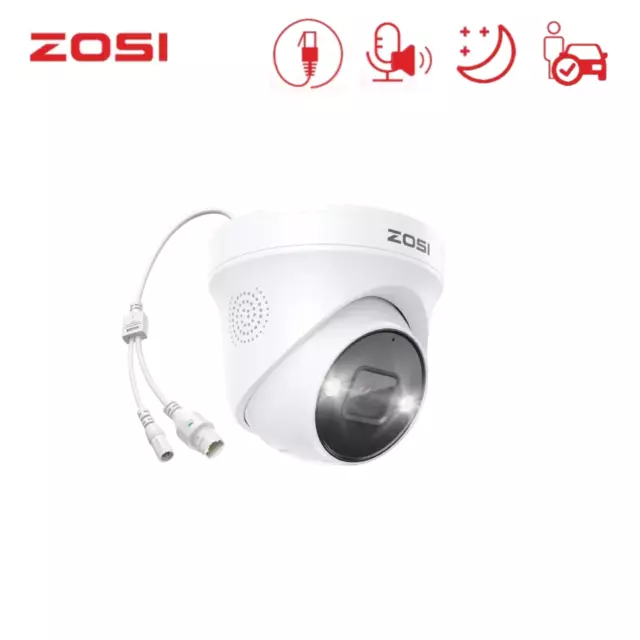 ZOSI 5MP WIFI Dome IP POE Security Add on Camera AI Human Detect Night Vision