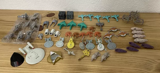 Galoob Micro Machines Star Trek Ships Lot Of 50+ Including Stands.