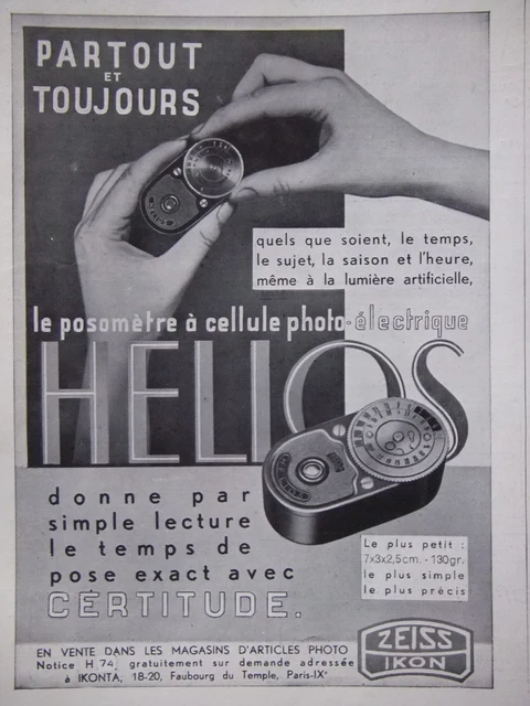 Publicité 1935 Zeiss Ikon Posomètre A Cellule Photo-Électrique - Advertising
