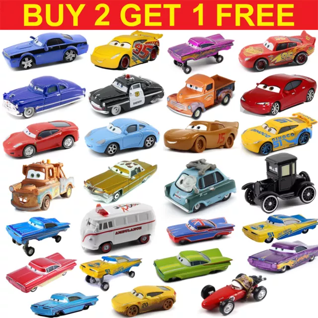 Disney Pixar Cars 1:55 autos McQueen&Raymond Diecast Metal Model Kid Gift Loose