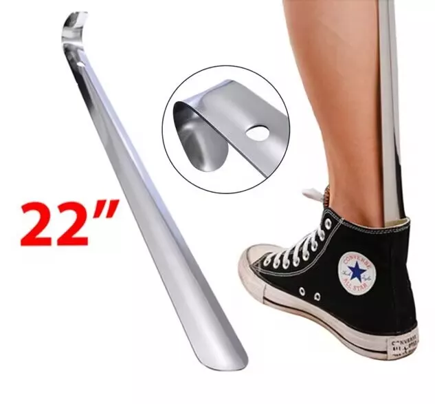 22in Extra Long Handle Shoe Horn Stainless Steel Metal Shoes Remover Shoehorn US