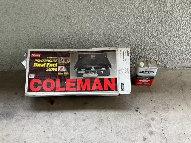 Vintage Coleman Camp Stove The Power House 428 Duel Fuel 3 Burner Stove Untested