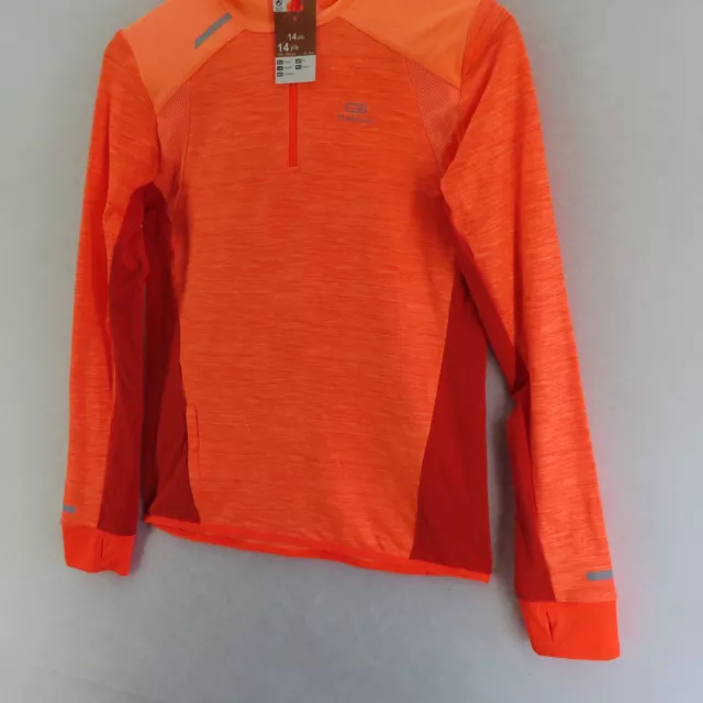KALENJI Women's Size US14 Orange Long Sleeve Activewear Top With Hoodie 3