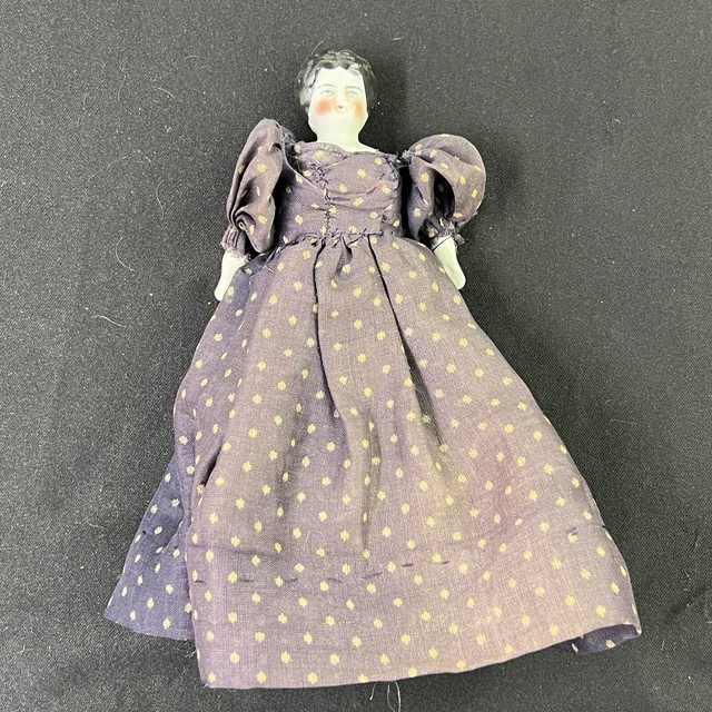 Antique Doll Made In Germany Cloth Body Porcelain Limbs Head 1900s 9”